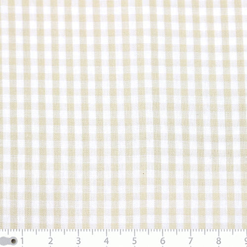 Tecido Camisaria Tricoline Fio 40 - Fio Tinto - Vichy Xadrez M - Bege - 100% Algodão       - Milfios Tecidos