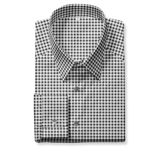 Tecido Camisaria Tricoline Fio 40 - Fio Tinto - Vichy Xadrez M - Preto - 100% Algodão  - Milfios Tecidos