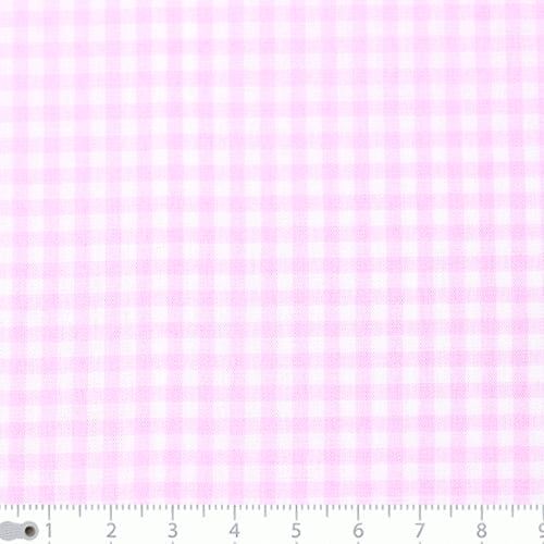 Tecido Camisaria Tricoline Fio 40 - Fio Tinto - Vichy Xadrez M - Rosa - 100% Algodão    - Milfios Tecidos