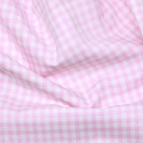 Tecido Camisaria Tricoline Fio 40 - Fio Tinto - Vichy Xadrez M - Rosa - 100% Algodão    - Milfios Tecidos