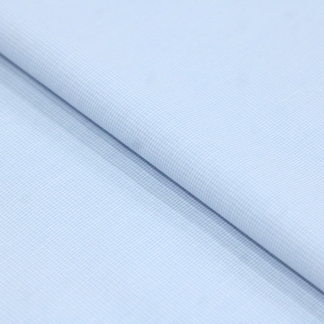 Tecido Camisaria Tricoline Fio 40 - Fio Tinto - Vichy Xadrez PP - Azul Claro - 100% Algodão    - Milfios Tecidos