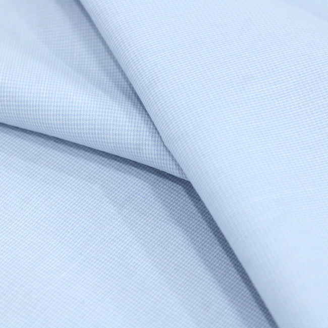 Tecido Camisaria Tricoline Fio 40 - Fio Tinto - Vichy Xadrez PP - Azul Claro - 100% Algodão    - Milfios Tecidos