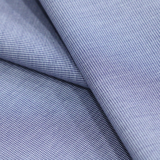 Tecido Camisaria Tricoline Fio 40 - Fio Tinto - Vichy Xadrez PP - Azul Marinho - 100% Algodão   - Milfios Tecidos