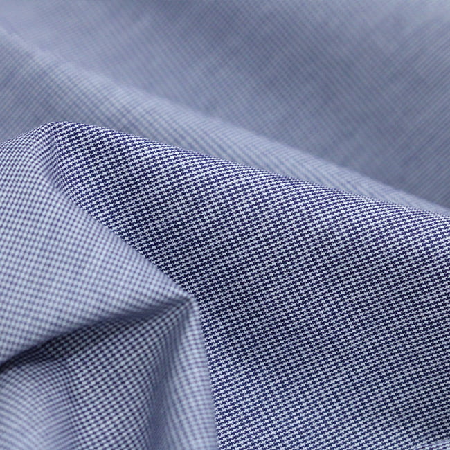 Tecido Camisaria Tricoline Fio 40 - Fio Tinto - Vichy Xadrez PP - Azul Marinho - 100% Algodão   - Milfios Tecidos