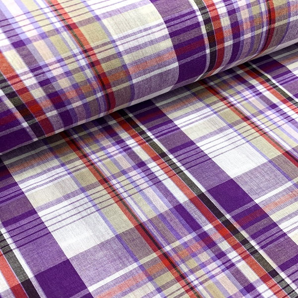 Tecido Camisaria Tricoline Fio 40 - Xadrez Madras 24 - 100% Algodão  - Milfios Tecidos