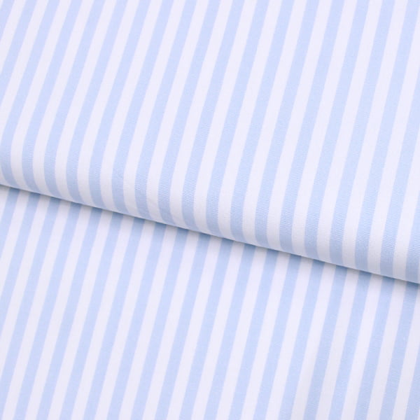 Tecido Camisaria Tricoline Fio 40 - Fio Tinto Listra G - Azul Claro - 100% Algodão  - Milfios Tecidos