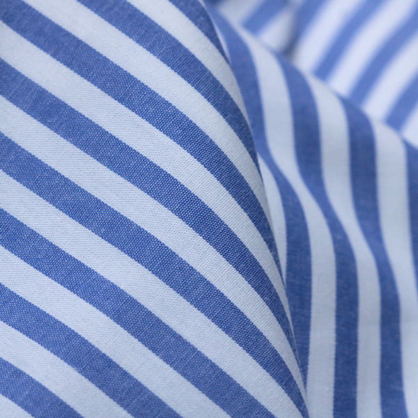 Tecido Camisaria Tricoline Fio 40 - Fio Tinto Listra G - Azul Royal - 100% Algodão - Milfios Tecidos