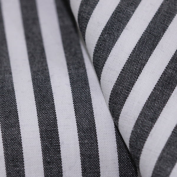 Tecido Camisaria Tricoline Fio 40 - Fio Tinto Listra G - Preto - 100% Algodão - Milfios Tecidos