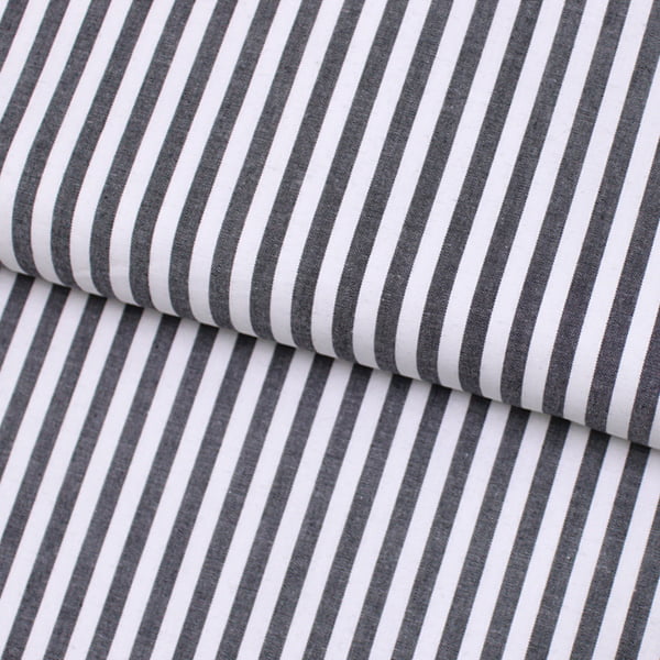 Tecido Camisaria Tricoline Fio 40 - Fio Tinto Listra G - Preto - 100% Algodão - Milfios Tecidos