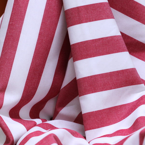 Tecido Camisaria Tricoline Fio 40 - Fio Tinto Listra XG - Vermelho - 100% Algodão   - Milfios Tecidos