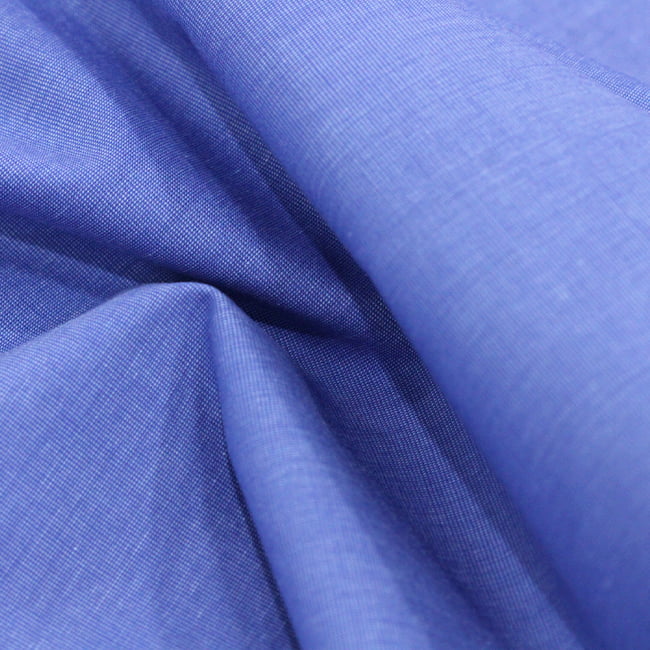 Tecido Camisaria Tricoline Fio 50 - Filas 03 - Liso - Azul Royal - 100% Algodão - Milfios Tecidos
