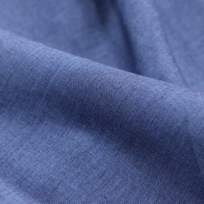 Tecido Camisaria Tricoline Fio 50 - Filas 04 - Liso - Azul Jeans - 100% Algodão - Milfios Tecidos