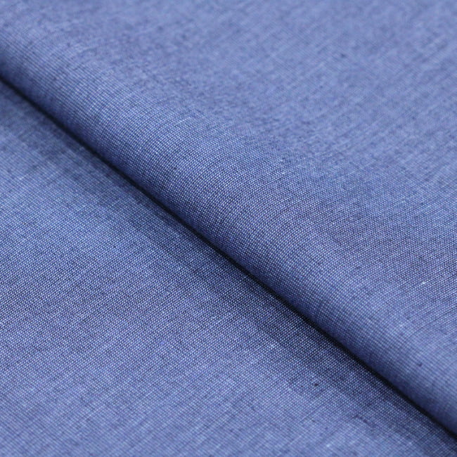 Tecido Camisaria Tricoline Fio 50 - Filas 04 - Liso - Azul Jeans - 100% Algodão - Milfios Tecidos