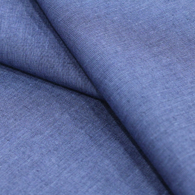 Tecido Camisaria Tricoline Fio 50 - Filas 04 - Liso - Azul Jeans - 100% Algodão - Milfios Tecidos