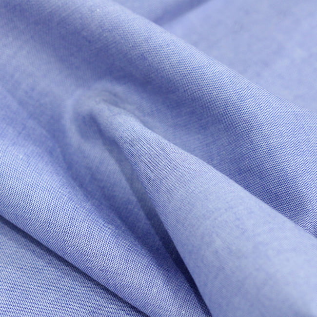 Tecido Camisaria Tricoline Fio 50 - Léon 05 - Liso - Azul Médio - 100% Algodão - Milfios Tecidos