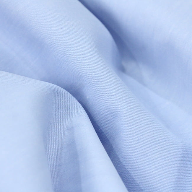 Tecido Camisaria Tricoline Fio 50 - Sais 02 - Azul Claro - Liso - 100% Algodão - Milfios Tecidos