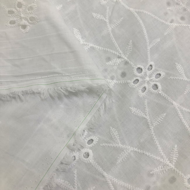 Tecido Laise Bordado 20 - Branco Off White - 100% Algodão - Milfios Tecidos