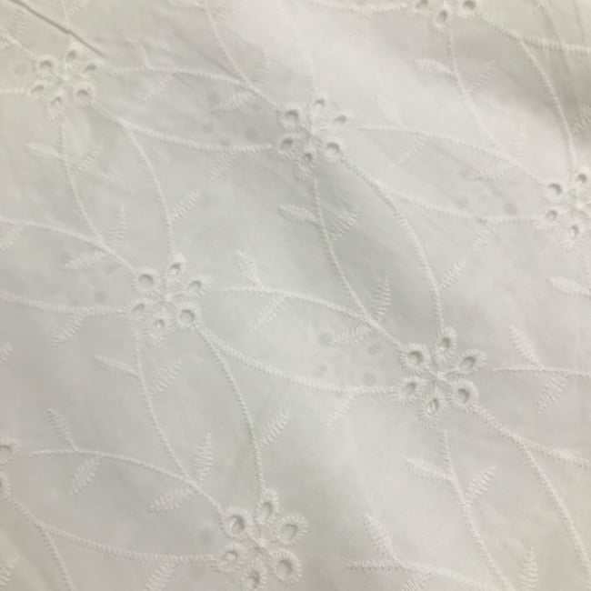 Tecido Laise Bordado 20 - Branco Off White - 100% Algodão - Milfios Tecidos