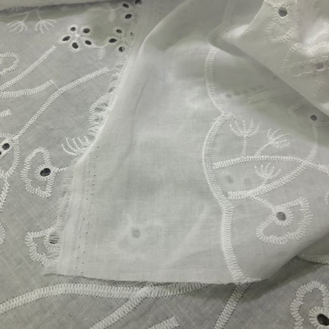 Tecido Laise Bordado 16 - Branco - 100% Algodão - Milfios Tecidos