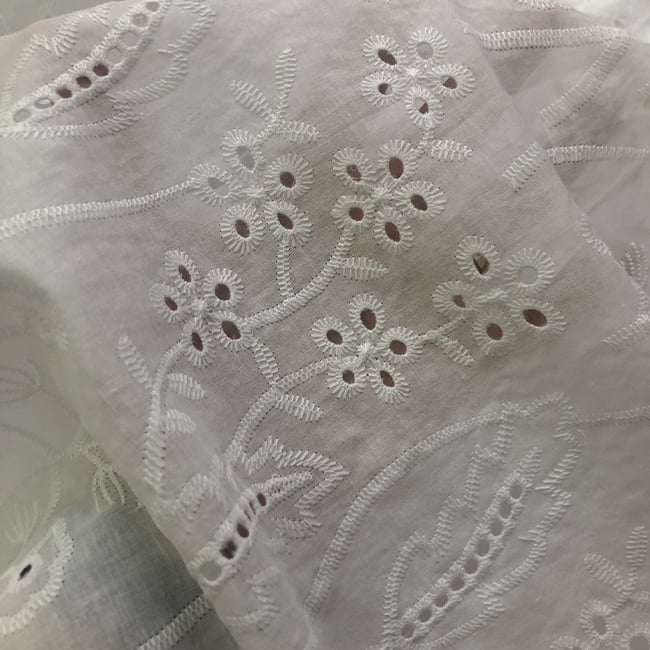 Tecido Laise Bordado 16 - Branco - 100% Algodão - Milfios Tecidos