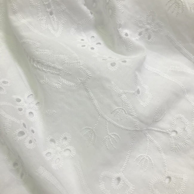 Tecido Laise Bordado 16 - Branco - 100% Algodão - Milfios Tecidos