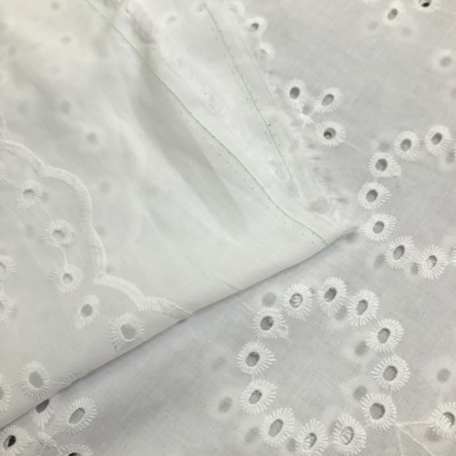 Tecido Laise Bordado 19 - Branco off white - 100% Algodão - Milfios Tecidos