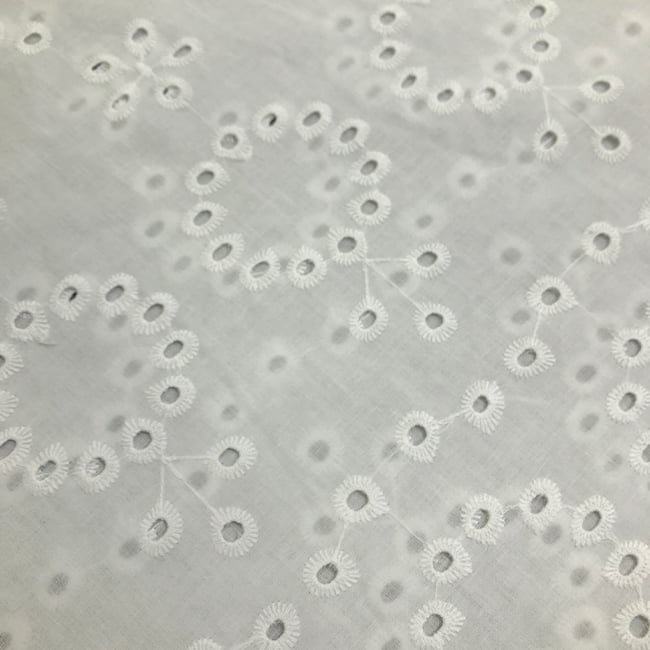 Tecido Laise Bordado 19 - Branco off white - 100% Algodão - Milfios Tecidos
