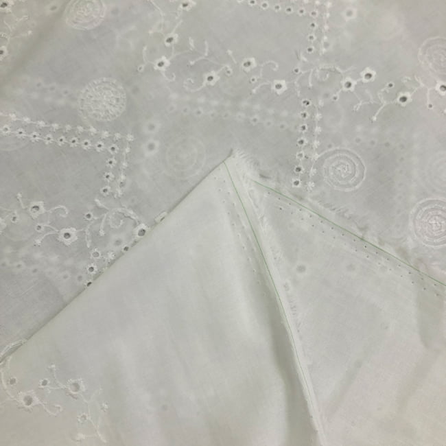 Tecido Laise Bordado 21 - Branco Off White - 100% Algodão - Milfios Tecidos