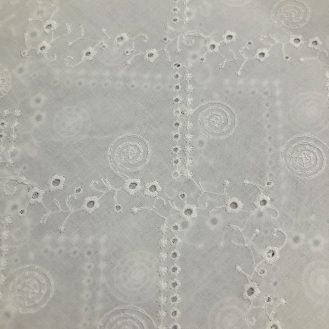 Tecido Laise Bordado 21 - Branco Off White - 100% Algodão - Milfios Tecidos