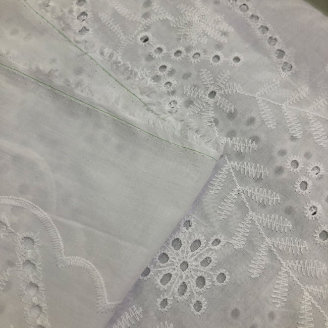 Tecido Laise Bordado 22 - Branco Off White - 100% Algodão - Milfios Tecidos
