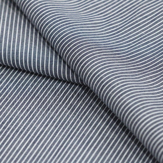 Tecido Camisaria Tricoline Fio 60 - Alexandria 197 - Listra PP Branco - Fundo Preto -100% Algodão - Milfios Tecidos