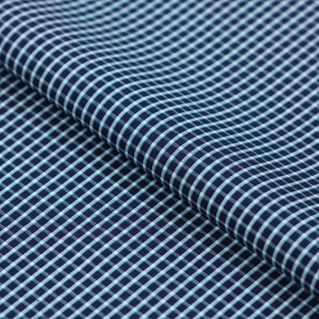 Tecido Camisaria Tricoline Fio 60 - Alexandria 262 - Xadrez P Branco - Fundo Azul Noite  -  100% Algodão - Milfios Tecidos