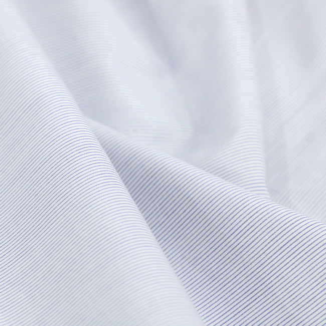 Tecido Tricoline Camisaria Fio 60 - Ravel 06 - Listra P - Azul Claro - 100% Algodão - Milfios Tecidos