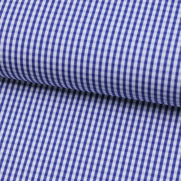 Tecido Camisaria Tricoline Fio 70 - Anit 29 - Xadrez P - Azul Royal - 100% Algodão - Milfios Tecidos