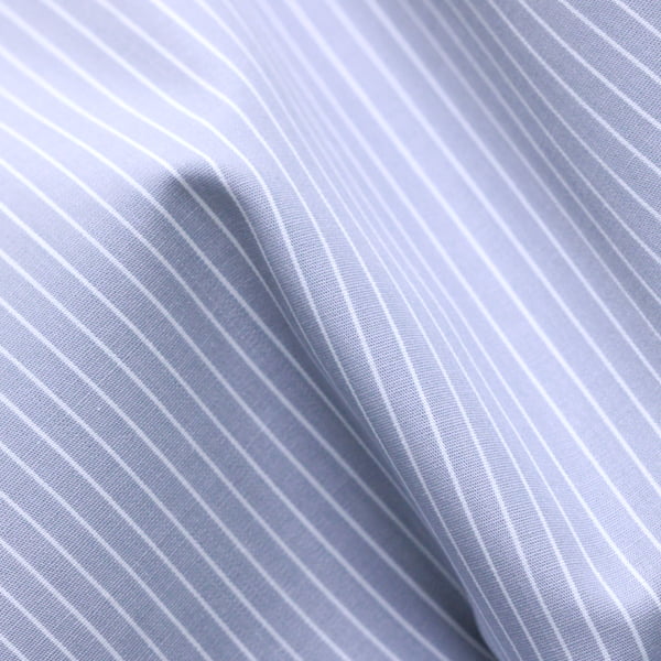 Tecido Camisaria Tricoline Fio 70 - Anit 52 - Listras Branca - Fundo Cinza - 100% Algodão - Milfios Tecidos