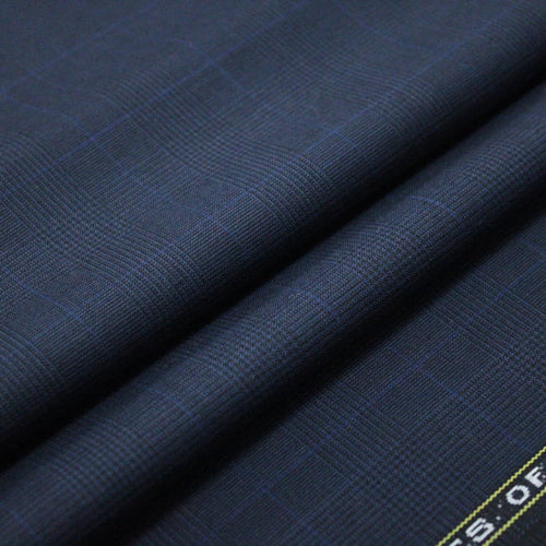 Tecido Alfaiataria Lã fria Classic Paramount 15 Príncipe de Gales Azul Noite - Super Tropical - Milfios Tecidos