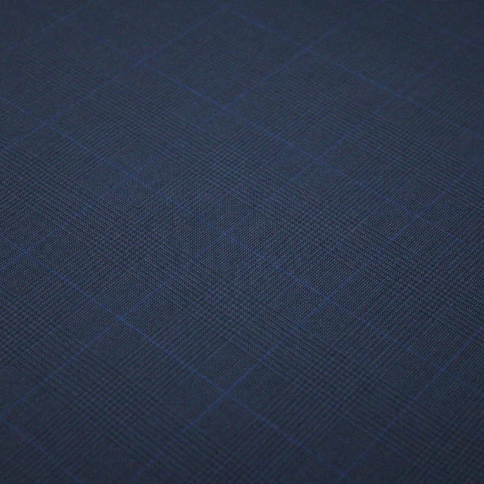 Tecido Alfaiataria Lã fria Classic Paramount 15 Príncipe de Gales Azul Noite - Super Tropical - Milfios Tecidos