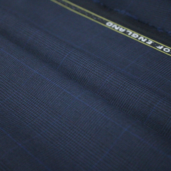 Tecido Alfaiataria Lã fria Classic Paramount 15 Príncipe de Gales Azul Noite - Super Tropical - Milfios Tecidos