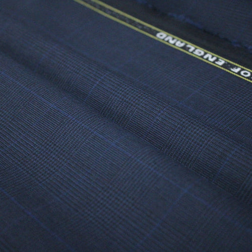 Tecido Alfaiataria Lã fria Classic Paramount 15 Príncipe de Gales Azul Noite - Super Tropical - Milfios Tecidos
