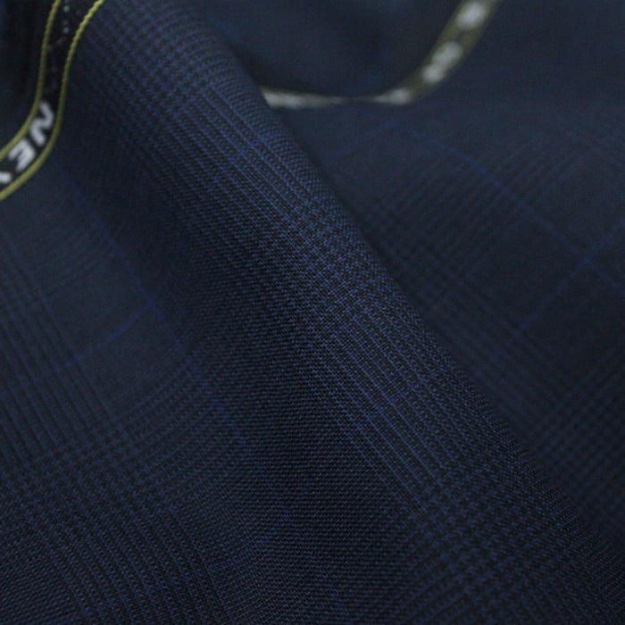 Tecido Alfaiataria Lã fria Classic Paramount 15 Príncipe de Gales Azul Noite - Super Tropical - Milfios Tecidos