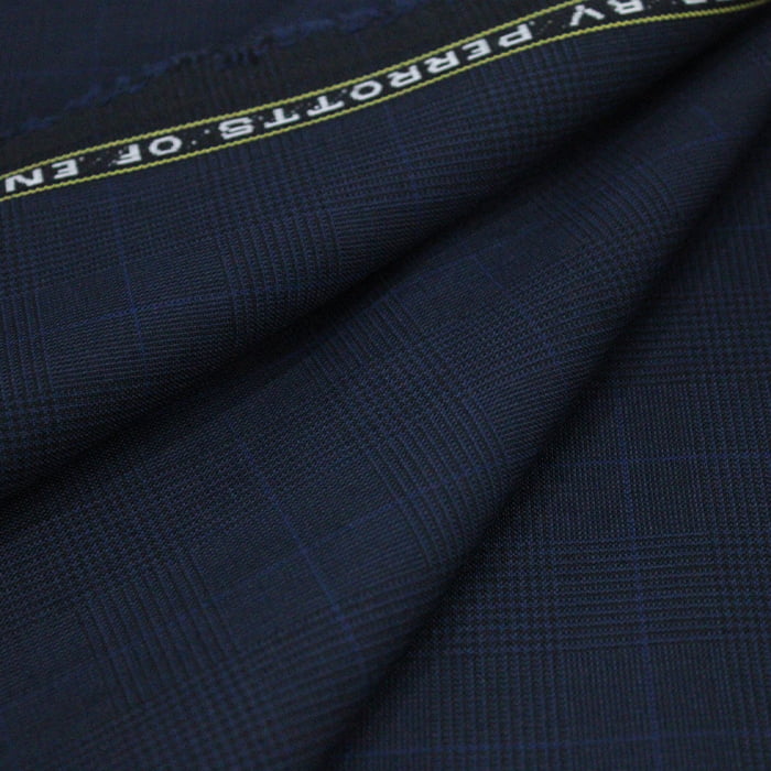 Tecido Alfaiataria Lã fria Classic Paramount 15 Príncipe de Gales Azul Noite - Super Tropical - Milfios Tecidos