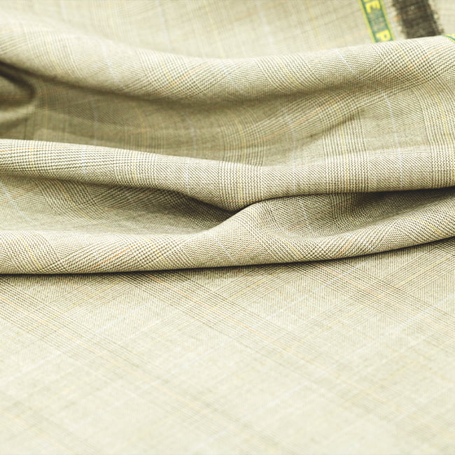 Tecido Alfaiataria Lã fria super 120 Paramount 28 Príncipe de Gales Bege - Twill Premium - Milfios Tecidos