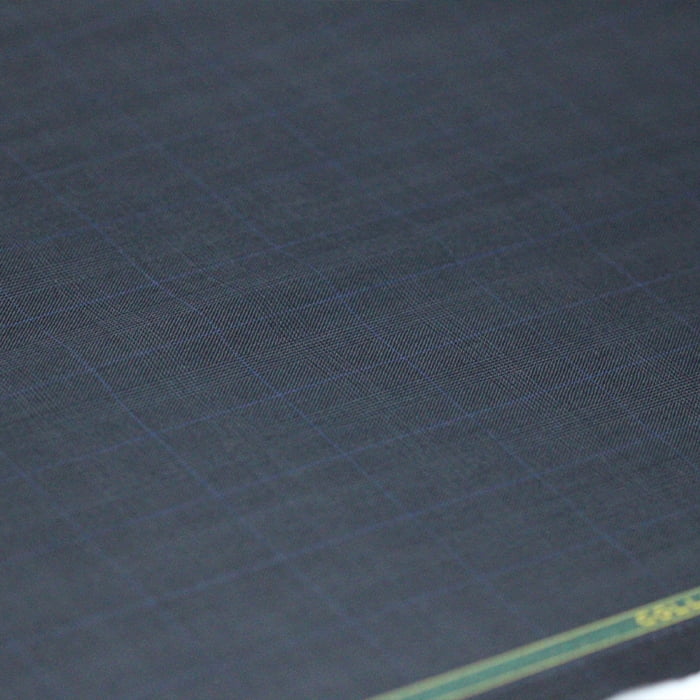 Tecido Alfaiataria Lã fria super 120 Paramount 06 Quadriculado Azul Grafite - Twill Premium - Milfios Tecidos