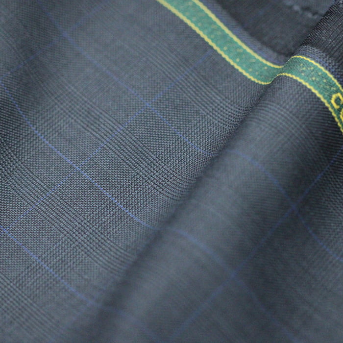Tecido Alfaiataria Lã fria super 120 Paramount 06 Quadriculado Azul Grafite - Twill Premium - Milfios Tecidos