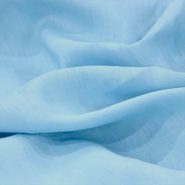 Tecido Cambraia de Linho Puro 43 - Azul Claro - 100% Linho - Milfios Tecidos
