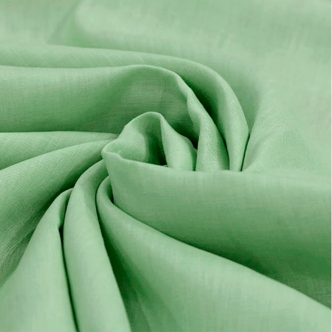 Tecido Cambraia de Linho Puro 62 - Verde Suave - 100% Linho - Milfios Tecidos
