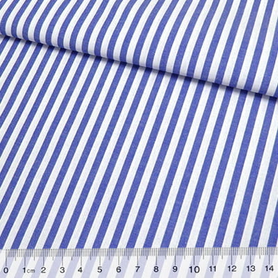Tecido Camisaria Tricoline Fio 40 - Fio Tinto Listra G - Azul Royal - 100% Algodão - Milfios Tecidos