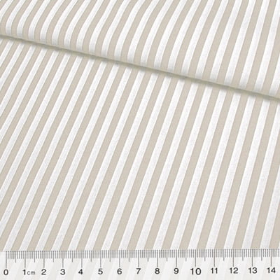 Tecido Camisaria Tricoline Fio 40 - Fio Tinto Listra G - Bege - 100% Algodão      - Milfios Tecidos