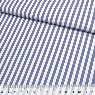 Tecido Camisaria Tricoline Fio 40 - Fio Tinto Listra G - Marinho - 100% Algodão  - Milfios Tecidos