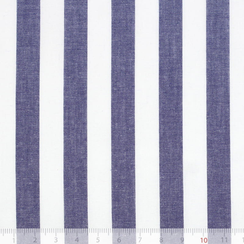 Tecido Camisaria Tricoline Fio 40 - Fio Tinto Listra GG - Azul Marinho - 100% Algodão   - Milfios Tecidos